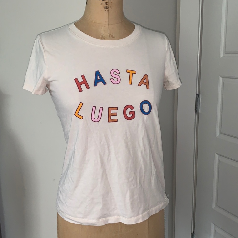 🍀 $10 3/$25! Madewell HASTA LUEGO t-shirt top XS - Picture 3 of 6